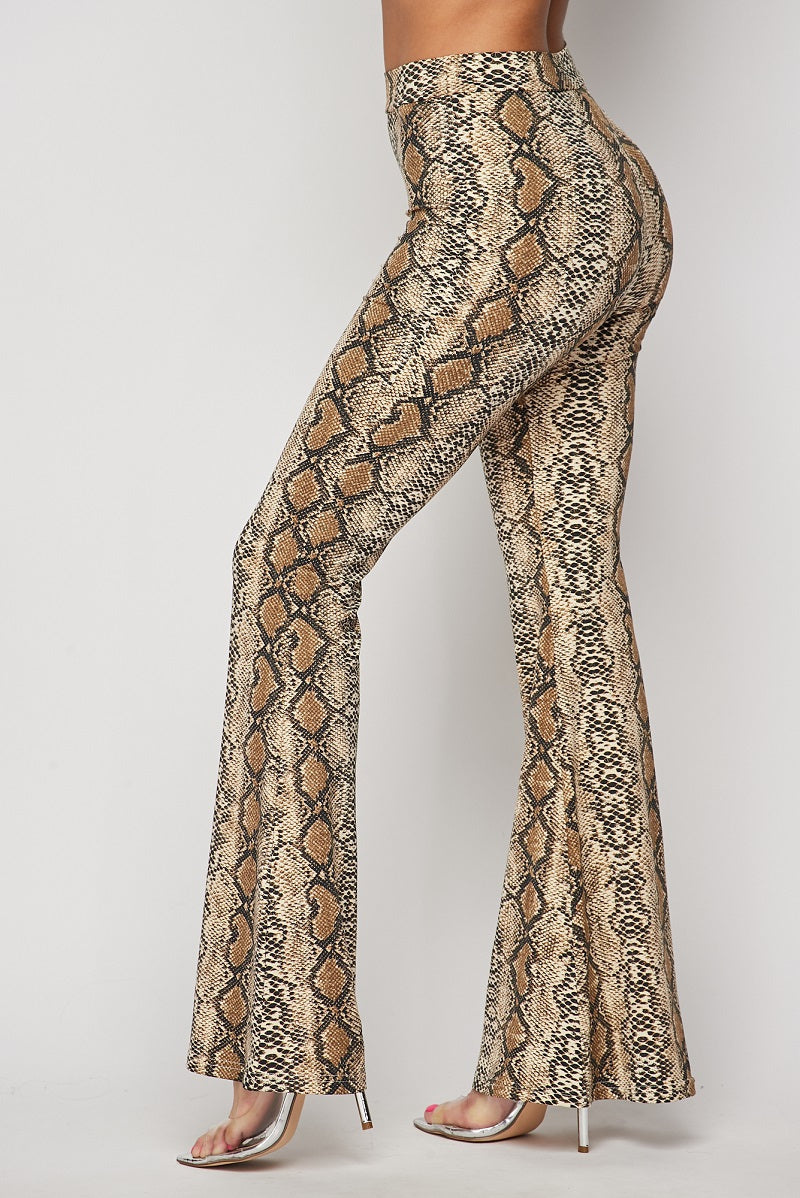 Snake Print Flare Pants